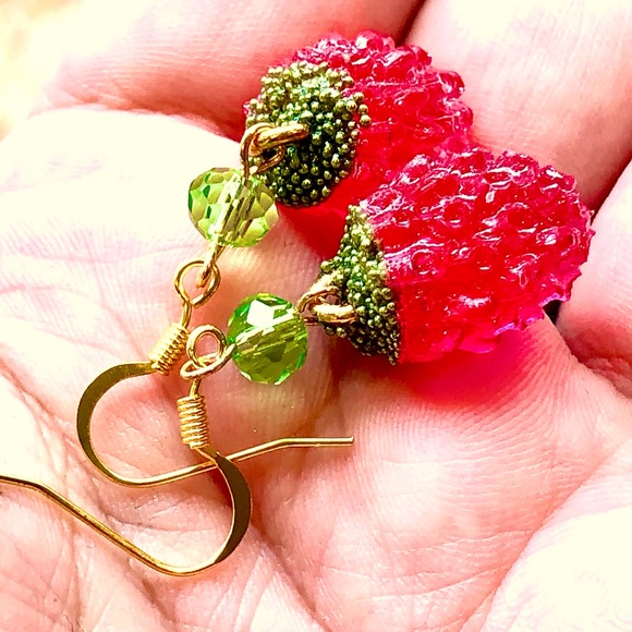 Gold Raspberry Earrings - Picture 7 of 9
